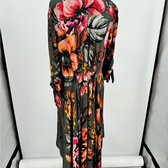 Soft Surroundings Provincia Green Floral 1/4 Sleeve Maxi Women's Dress Medium - Picture 4 of 10